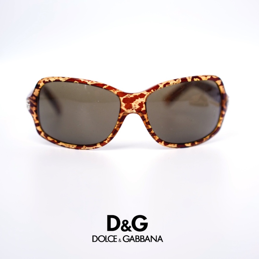 Y2K 😎 D&G Dolce & Gabbana Brown Tortoise Sunglasses with crystals